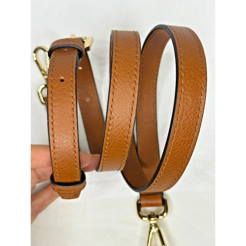Michael Kors Crossbody Purse Strap Brown Leather Gold Buckle Clip ends 40